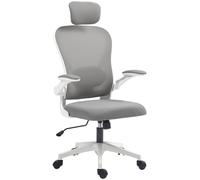 HOMCOM Silla Ergonomica de Oficina de Malla Transpirable con Altura Ajustable Reposacabezas y Soporte Lumbar Ajustables Gris Aosom España