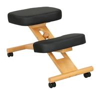 HOMCOM Silla Ergonómica de Rodillas con Altura Ajustable, Silla Ergonómica Postural para la Oficina y el Hogar, Taburete Ergonómico de Rodillas de Madera con Ruedas, Negro
