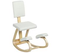 HOMCOM Silla Ergonómica de Rodillas con Respaldo Marco de Madera Crema | Silla de Rodillas, Cojines Acolchados, para una Mejor Postura, Oficina