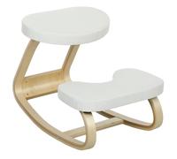 HOMCOM Silla ergonómica de Rodillas de Madera con Base Mecedora, Crema | Silla de rodillas para home office, mejora postura, alivia dolor de espalda