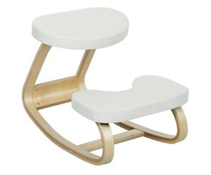 HOMCOM Silla ergonómica de Rodillas de Madera con Base Mecedora, Crema | Silla de rodillas para home office, mejora postura, alivia dolor de espalda