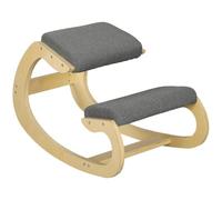 HOMCOM Silla Ergonómica de Rodillas Silla de Rodillas de Madera Gris | Taburete Ergonómico, Cojín Acolchado, para Mejorar la Postura, para Casa y Oficina