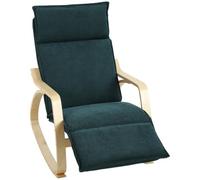 HOMCOM Silla Mecedora con Reposapiés Ajustable en 5 Posiciones Verde Oscuro | Sillón Mecedora con Reposabrazos de Madera, Acolchado Doble Capa, Asiento Amplio, Respaldo Alto para Salón, Dormitorio
