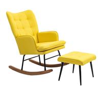 HOMCOM Silla Mecedora con Reposapiés Mecedora para Lactancia con Cojín Acolchado y Reposabrazos Carga 130 kg Amarillo