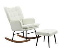 HOMCOM Silla Mecedora con Reposapiés Mecedora para Lactancia con Cojín Acolchado y Reposabrazos Carga 130 kg Crema
