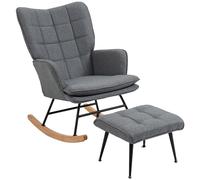 HOMCOM Silla Mecedora con Reposapiés Respaldo Alto 130 kg Gris