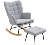 HOMCOM Silla Mecedora con Reposapiés Respaldo Alto 130 kg Gris Claro