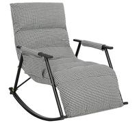 HOMCOM Silla Mecedora con Respaldo y Reposapiés Ajustables Negro y Blanco