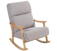 HOMCOM Silla Mecedora de Borreguito Moderna, Mecedora con Patas y Reposabrazos de Madera de Caucho, Respaldo Alto, Carga 120 kg, para Dormitorio, Salón verde