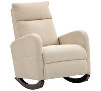 HOMCOM Silla Mecedora de Pana con Respaldo Alto Bolsillos 120 kg Beige