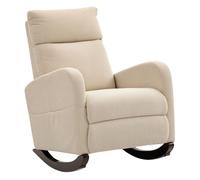HOMCOM Silla Mecedora de Pana con Respaldo Alto Bolsillos 120 kg Beige