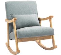 HOMCOM Mecedora Moderna con Cojín Lumbar Respaldo Amplio y Base de Madera Gris Gris claro