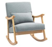 HOMCOM Mecedora Moderna con Cojín Lumbar Respaldo Amplio y Base de Madera Gris Gris claro