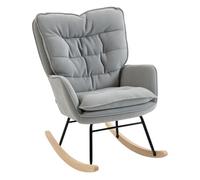 HomCom Silla mecedora, Sillón de lactancia, tapizado chenilla, acolchado grueso, gris claro