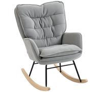 HomCom Silla mecedora, Sillón de lactancia, tapizado chenilla, acolchado grueso, gris claro