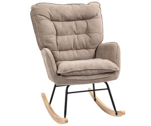 HOMCOM Silla Mecedora Moderna Tapizada en Chenilla, Reposabrazos, Marrón
