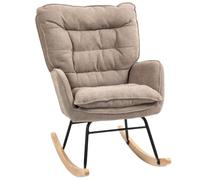 HomCom Silla mecedora de lactancia, tapizada en chenilla, respaldo ancho, patas de madera, marrón