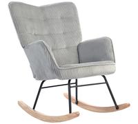 HOMCOM Silla Mecedora Vintage Patas Curvas Grueso Acolchado Madera de Haya & Acero Gris Claro Aosom España