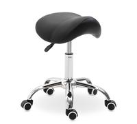 HOMCOM Silla Trabajo Taburete Ruedas Giratorias Taburete Cosmetica Dentista Peluqueria Color Negro Aosom España