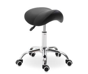 HOMCOM Silla Trabajo Taburete Ruedas Giratorias Taburete Cosmetica Dentista Peluqueria Color Negro Aosom España