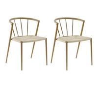 HomCom Sillas de comedor Pack de 2 – Asiento de cuerda de papel, apilables, 120 kg, Roble y Crema