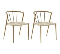 HomCom Sillas de comedor Pack de 2 – Asiento de cuerda de papel, apilables, 120 kg, Roble y Crema