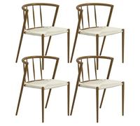 HOMCOM Sillas de Comedor Apilables Pack de 4 51x51x71 cm Roble y Crema