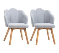 HOMCOM Set de 2 Sillas de Comedor Tapizadas Lino Sintético Respaldo en Concha Acolchadas Carga 120 kg 58x60x82 cm Gris Aosom España
