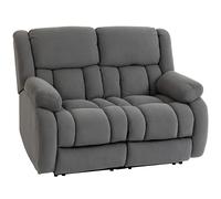 HOMCOM Sillón 2 Plazas Relax Reclinable Manual, Ajuste Separado, Sillón Relax Tapizado en Terciopelo, Reposapiés Ajustable, Asiento Amplio, Muelles, Acolchado Grueso, Sofá Reclinable hasta 135º, Gris