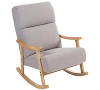 HOMCOM Sillón Balancín de Borreguito con Acolchado Grueso Patas y Reposabrazos de Madera de Caucho Mecedora Carga 120 kg Gris Claro Aosom España