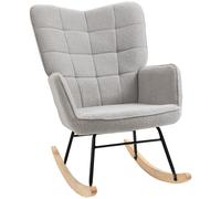 HOMCOM Sillón Balancín Oscilante 40° Silla Mecedora con Patas de Madera de Haya Carga 120 kg 71x92x101 cm Gris Aosom España