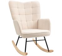 HOMCOM Sillón Balancín Oscilante 40° Silla Mecedora con Patas de Madera de Haya Carga 120 kg 71x98x101 cm Beige