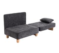 HOMCOM Sillón Cama 2 en 1 con 2 Cojines Lavables y Bolsillos Laterales para Salón Dormitorio Gris Oscuro Aosom España