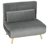 HOMCOM Sillón Cama 3 en 1 Abatible de Pana con Función de Cama Respaldo Regulable y Cojín Gris Oscuro Aosom España