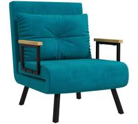 HOMCOM Sillón Cama 3 en 1 con Respaldo Reclinable en 5 Posiciones y Cojín 63x73x81 cm Azul Oscuro Aosom España