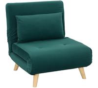 HOMCOM Sillón Cama 3 en 1 Plegable con Respaldo Ajustable Verde Oscuro Aosom España