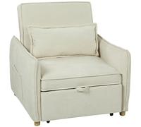 HOMCOM Sillón cama 3 en 1 transformable con función de cama, cojín lumbar, para salón, crema
