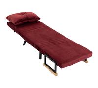 HOMCOM Sillón Cama Acolchado 3 en 1 con Respaldo Reclinable en 5 Posiciones y Cojín 63x73x81 cm Rojo Vino Aosom España