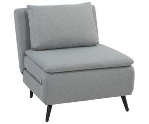 HOMCOM Sillón Cama con Respaldo Regulable 3 Posiciones, Cojín Desfundable en Tejido Efecto Lino, Gris Claro
