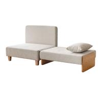 HOMCOM Sillón Cama Individual 2 en 1 Plegable con Cojines Salvaespacio en Tejido Mixto Lino-Terciopelo Crema Aosom España