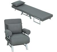 HOMCOM Sillón Cama Individual 3 en 1 Sofá Cama Plegable con Respaldo Ajustable y Cojín para Sala Dormitorio 73x78x81 cm Gris Gris oscuro