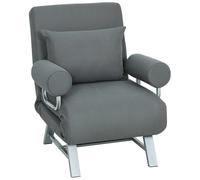 HOMCOM Sillón Cama Individual 3 en 1 Sofá Cama Plegable con Respaldo Ajustable y Cojín para Sala Dormitorio 73x78x81 cm Gris