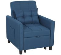HOMCOM Sillón Cama Plegable con Respaldo Regulable y Cojín, 69x82x85 cm Azul Aosom España