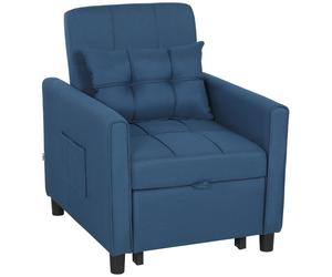 HOMCOM Sillón Cama Plegable con Respaldo Regulable y Cojín, 69x82x85 cm Azul Aosom España