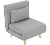 HOMCOM Sillón Cama Plegable Tapizado en Lino Sintético con Respaldo Ajustable en 6 Posiciones y Almohada 72x78x79 cm Gris