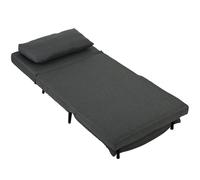HOMCOM Sillón Cama Sillón Abatible 3 en 1 con Tejido Efecto Lino Y Respaldo Regulable Muelles en S Patas Metálicas Gris Oscuro Aosom España