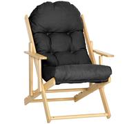 HOMCOM Sillón Chaise de Salón Plegable e inclinable en Madera Sillón Relax Confortable con Cojín capitoné grueso