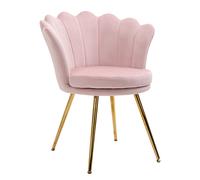 HOMCOM Sillón con forma de concha silla de tocador sillón de terciopelo con patas en metal dorado para salón dormitorio 67x64x77 cm Aosom España