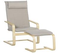 HOMCOM Butaca de Salón Moderna con Otomana Sillón Elegante con Respaldo Alto Reposabrazos y Almohada Extraíble 67x69x100 cm Gris Aosom España