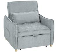 HOMCOM Sillón convertible 1 plaza 3 en 1, sillón-cama clic-clac en chenilla, asiento amplio respaldo ajustable, 88x84x87cm, gris